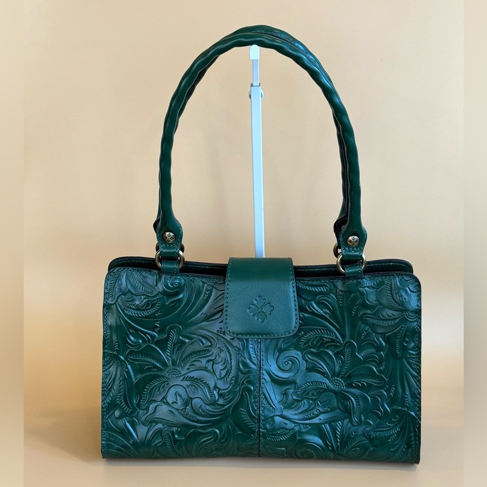 NWT Patricia Nash Embossed Tooled Leather Rienzo Satchel Shoulder Bag soft green